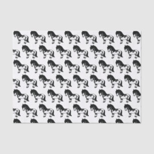 Black Pinto Shetland Pony Cartoon Pony Pattern Tissue Paper