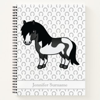 Black Pinto Shetland Pony Cartoon Pony &amp; Text Notebook