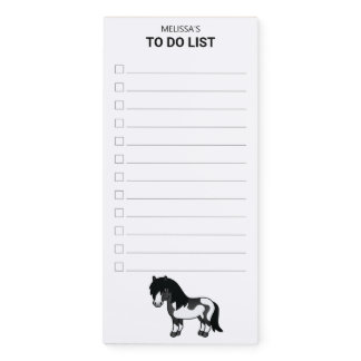Black Pinto Shetland Pony Cartoon Pony To Do List Magnetic Notepad