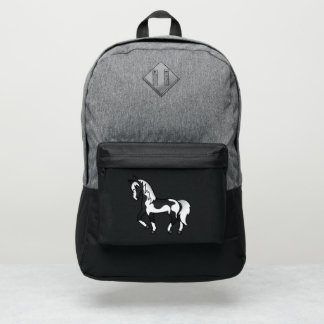 Black Pinto Trotting Horse Cartoon Illustration Port Authority® Backpack