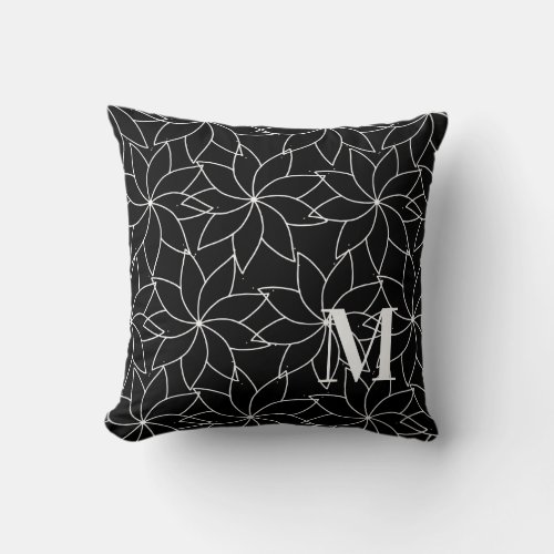 Black Pinwheel Monogram Throw Pillow