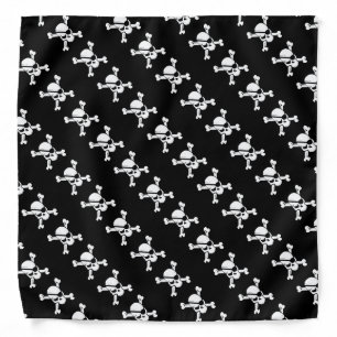 BLACK PIRATE BANNER WITH SKULL AND CROSSED BONES BANDANA