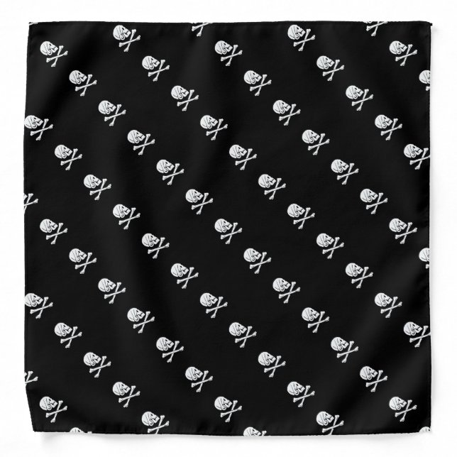 BLACK PIRATE BANNER WITH SKULL AND CROSSED BONES BANDANA (Front)