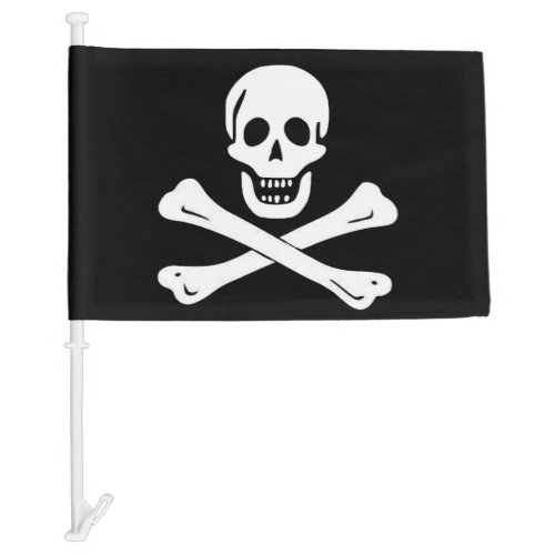 BLACK PIRATE BANNER WITH SKULL AND CROSSED BONES CAR FLAG