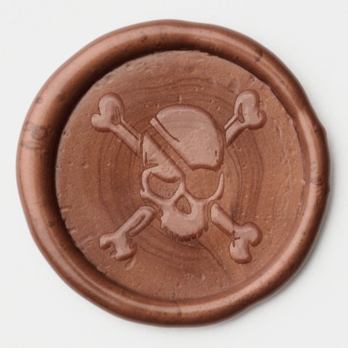 BLACK PIRATE BANNER WITH SKULL AND CROSSED BONES WAX SEAL STICKER