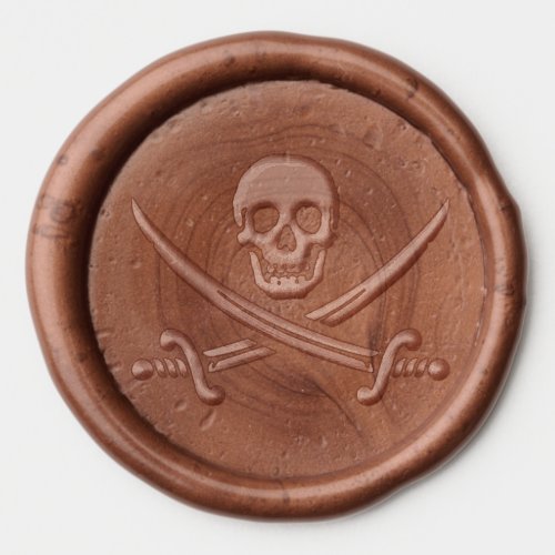 BLACK PIRATE BANNER WITH SKULL AND CROSSED SWORDS WAX SEAL STICKER