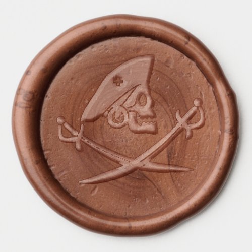 BLACK PIRATE BANNER WITH SKULL AND CROSSED SWORDS  WAX SEAL STICKER