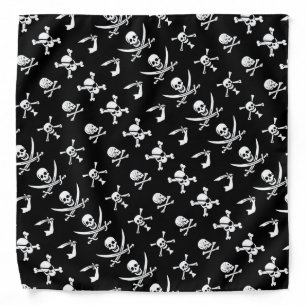 BLACK PIRATE BANNERS SKULL,CROSSED BONES,SWORDS BANDANA