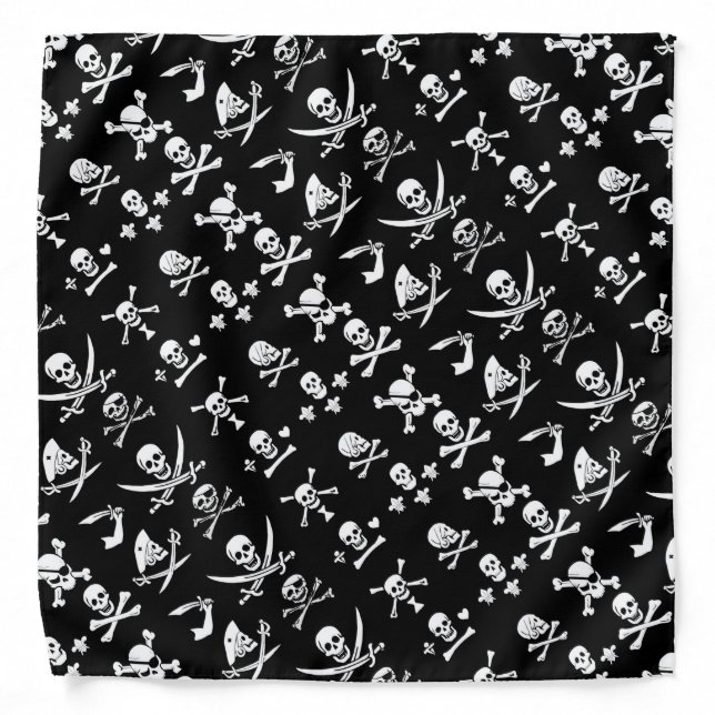 BLACK PIRATE BANNERS SKULL,CROSSED BONES,SWORDS BANDANA (Front)