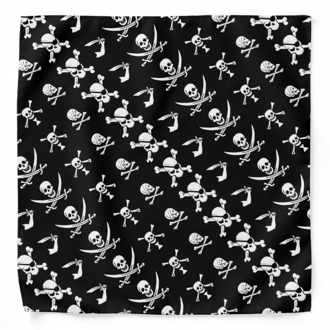 BLACK PIRATE BANNERS SKULL,CROSSED BONES,SWORDS BANDANA (Front)