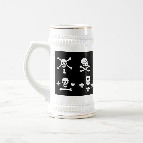 BLACK PIRATE BANNERS SKULLCROSSED BONESSWORDS BEER STEIN