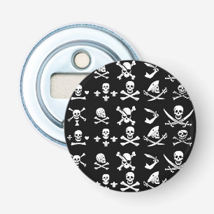 BLACK PIRATE BANNERS SKULL,CROSSED BONES,SWORDS BOTTLE OPENER