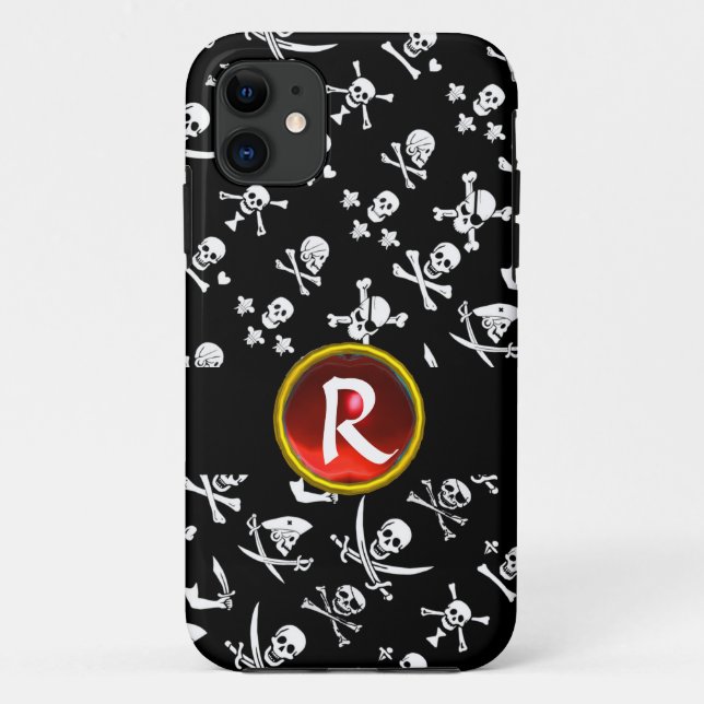 BLACK PIRATE BANNERS SKULL,CROSSED BONES,SWORDS Case-Mate iPhone CASE (Back)