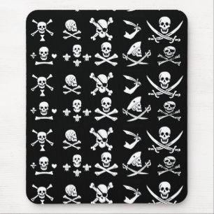 BLACK PIRATE BANNERS SKULL,CROSSED BONES,SWORDS MOUSE PAD