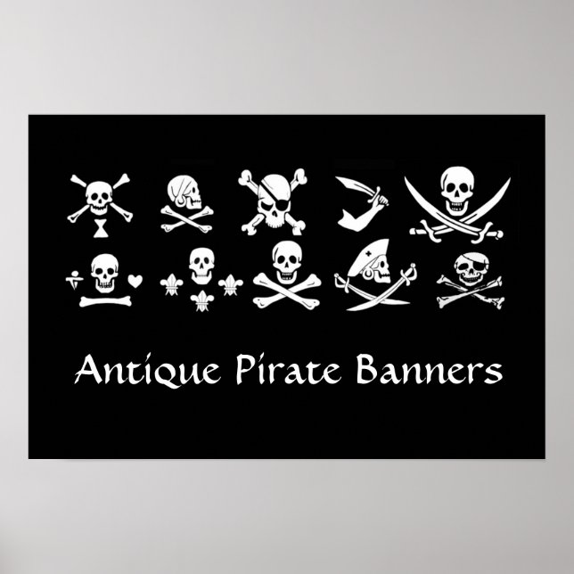 BLACK PIRATE BANNERS SKULL,CROSSED BONES,SWORDS POSTER (Front)