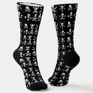 BLACK PIRATE BANNERS SKULL,CROSSED BONES,SWORDS SOCKS
