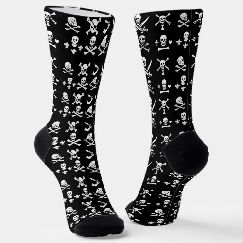 BLACK PIRATE BANNERS SKULL,CROSSED BONES,SWORDS SOCKS