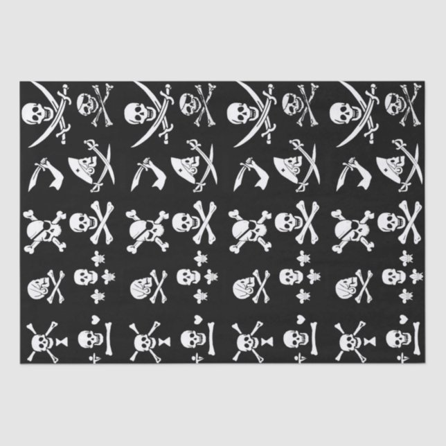 BLACK PIRATE BANNERS SKULL,CROSSED BONES,SWORDS TISSUE PAPER (Front)