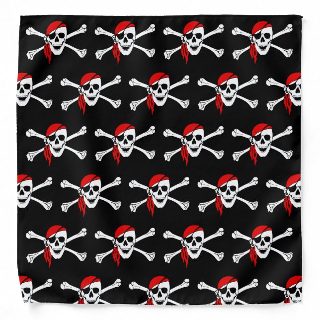 Black Pirate Crossbones Pattern Bandana (Front)