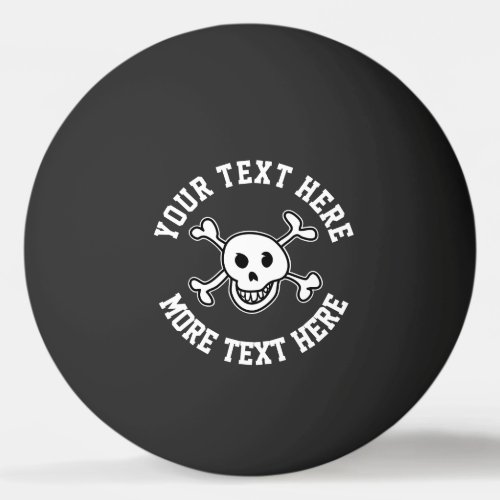 Black pirate flag skull and bones table tennis ping pong ball
