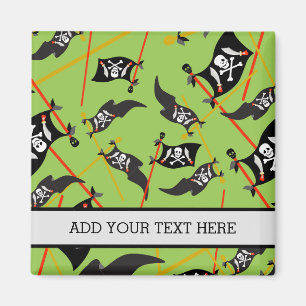 Black Pirate Flag Skulls White Bones Raiding Magnet