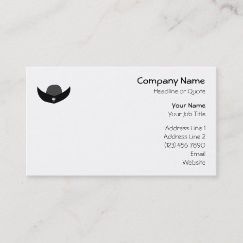 Black Pirate Hat Illustration. Business Card