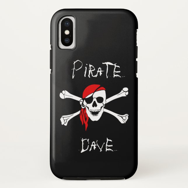 Black Pirate Skull and Crossbones iPhone Case (Back)