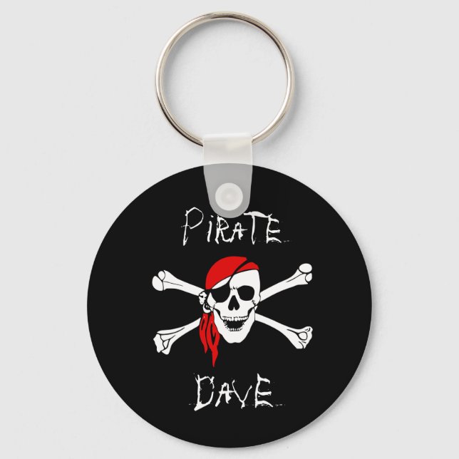 Black Pirate Skull Crossbones  Keychain (Front)