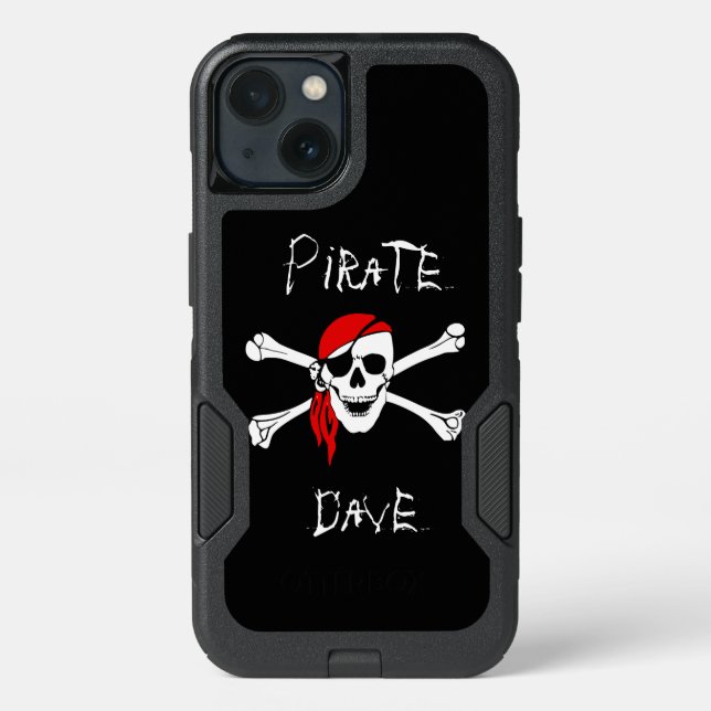 Black Pirate Skull Crossbones Otter Box Case (Back)