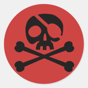 Poison Skull/Cross Bones  red fluorescent Warning Stickers Labels 250/rl 