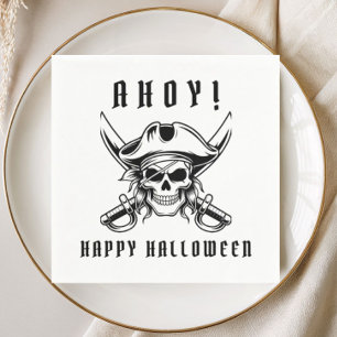 Black Pirate Skull Halloween Party Napkins