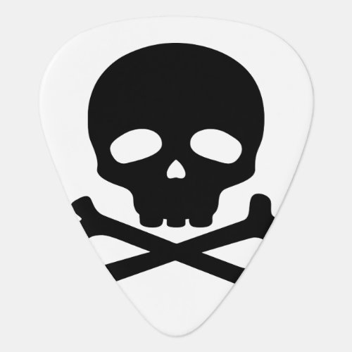 Black Pirate Skull on White Background Guitar Pick