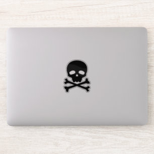 Black Pirate Skull on White Background Sticker