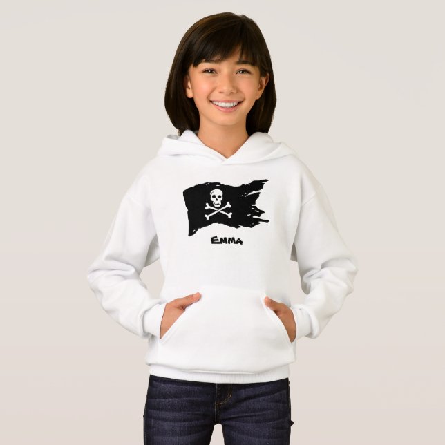 Black Pirate's Flag Design Hoodie (Front Full)