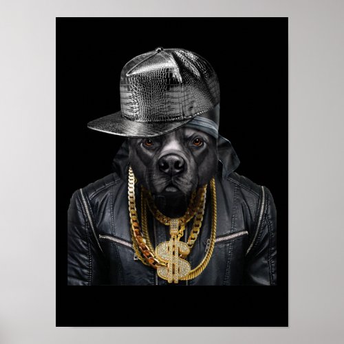 Black Pit Bull Rapper as Hip Hop Artist Poster