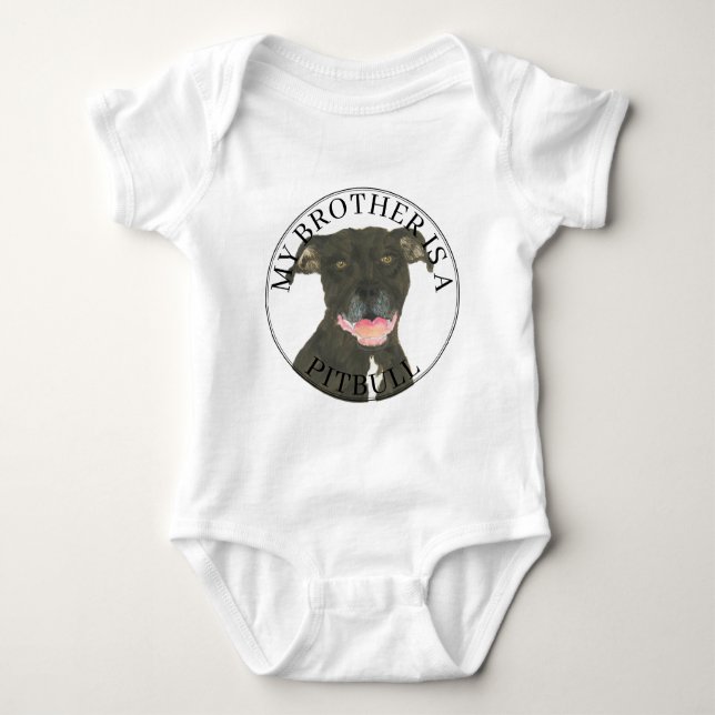 Black Pitbull Dog Baby Bodysuit (Front)