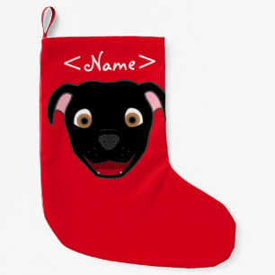 Black Pitbull Face Small Christmas Stocking