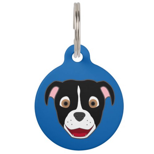 Black Pitbull Face with White Blaze Pet ID Tag