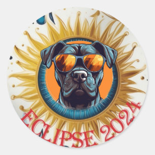 Black Pitbull Solar Eclipse 2024 Sticker