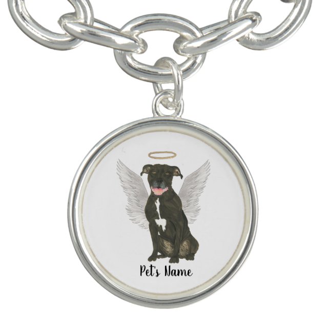 Black Pitbull Staffy Sympathy Memorial Bracelet (Design)