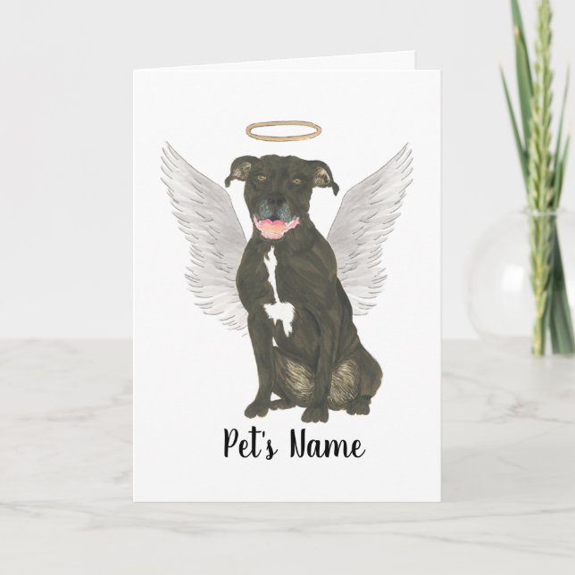 Black Pitbull Staffy Sympathy Memorial Card (Front)