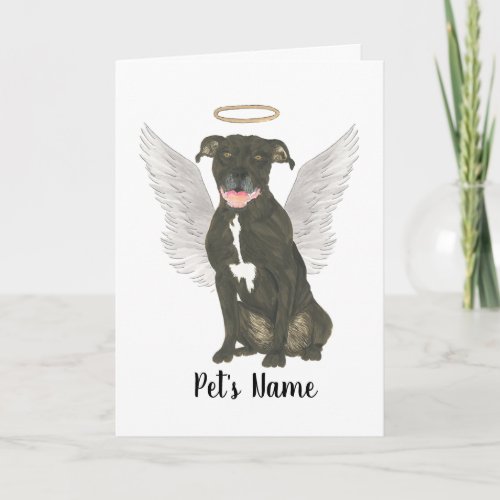 Black Pitbull Staffy Sympathy Memorial Card