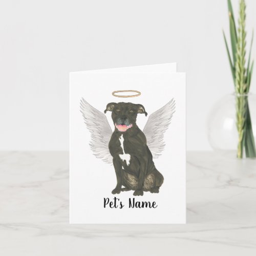 Black Pitbull Staffy Sympathy Memorial Card