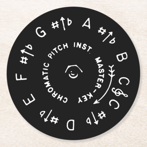 Black Pitch Pipe Round Paper Coaster