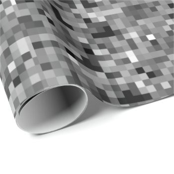 Black Pixel Mosaic Gift Wrap by pinkinkart at Zazzle