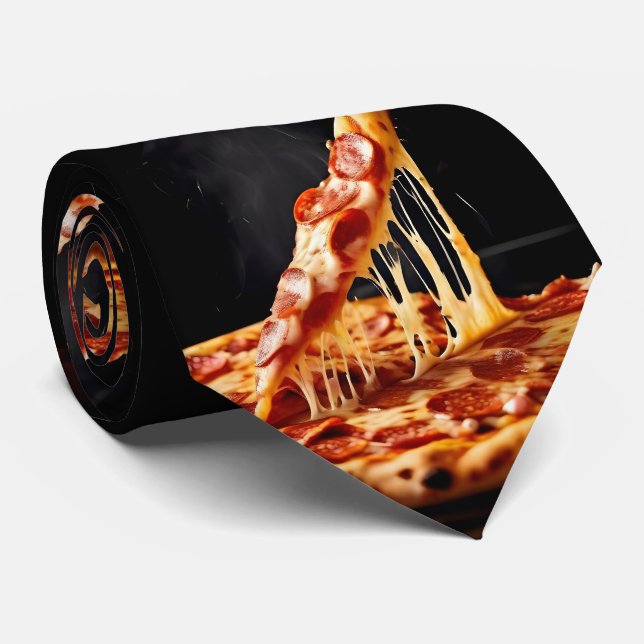 Black Pizza Neck Tie (Rolled)