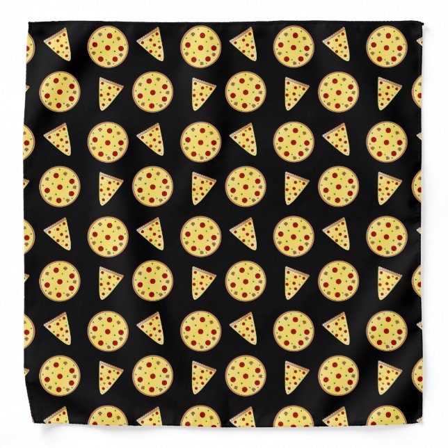 Black pizza pattern bandana (Front)