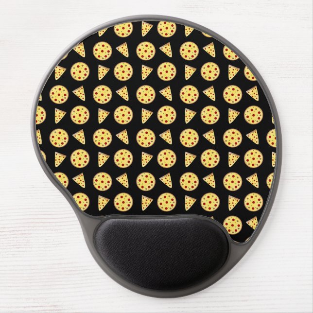 Black pizza pattern gel mouse pad (Front)