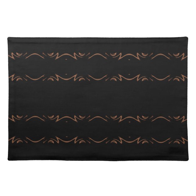 Black Placemat with Brown Decorative Stripes (Front)