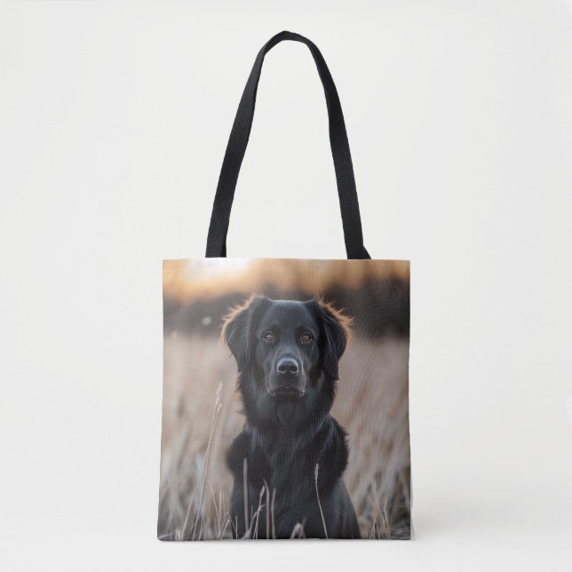 Black Placoted Retriever Tote Bag (Front)